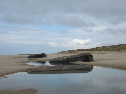 ehemalige Heeresküstenbatterie, Cap Ferret, Frankreich, Bunker bei Ebbe