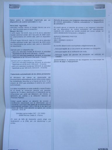 Strafzettel Bußgeldbescheid, ANTAI, Frankreich, Bußgeldbescheid Seite 2