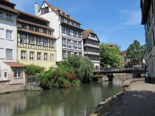Straßburg, Frankreich, Fachwerkhäuser am Kanal in Petite France