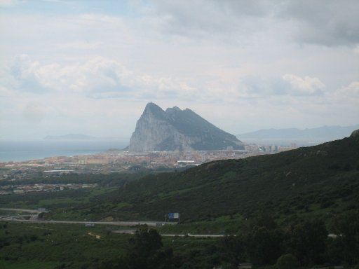 Gibraltar, Großbritannien, Blick auf Gibraltar vom Parkplatz an der A–383