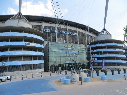 Manchester City Football Club, Etihad Stadion, Manchester, Großbritannien, Außenansicht