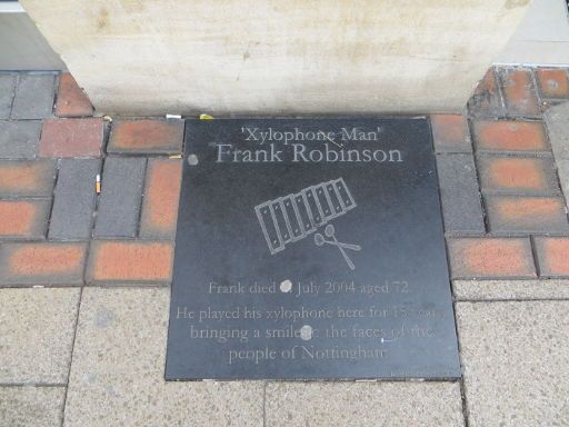 Nottingham, Großbritannien, Gedenktafel Frank Robinson The Xylophone Man