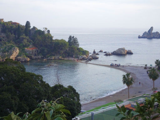 Mietwagen Rundreise, Catania, Italien, Isola Bella in der Bucht in Taormina