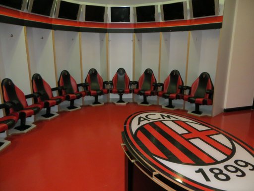 San Siro Stadion, Mailand, Italien, Umkleidekabine A.C. Milan