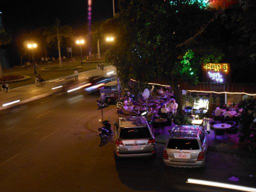 Phnom Penh, Kambodscha, Nachtleben, Blick vom Mekong River Bar and Restaurant