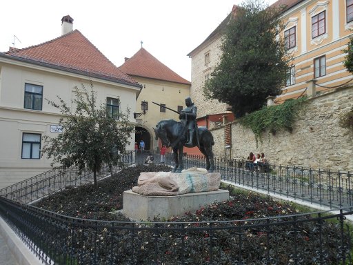 Zagreb, Kroatien, Reiter Statue vor dem Steintor, Kamenita Vrata