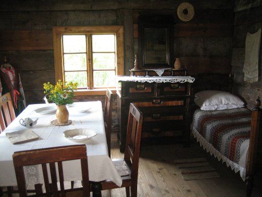 Ethnografisches Freilichtmuseum, Riga, Lettland, Fischerhaus der Region Kurzeme, Wohn und Schlafzimmer