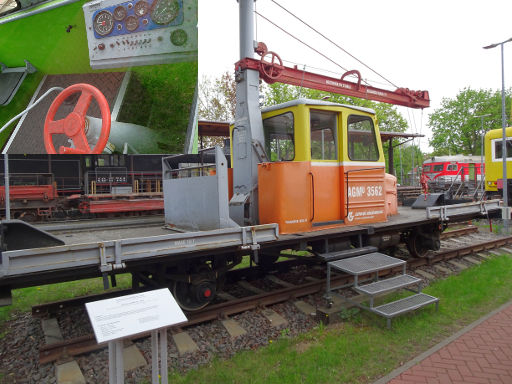 Litauisches Eisenbahnmuseum, Außenausstellung, Vilnius, Litauen, Arbeitswagen AGMu Nummer 3562