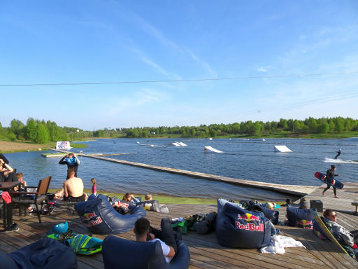 Wake Way, Vilnius, Litauen, Aussicht auf den Wakeboard Park