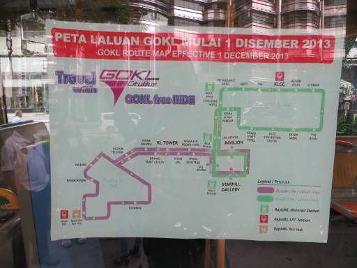 GO KL City Bus, Kuala Lumpur, Malaysia, Linienplan im Bus