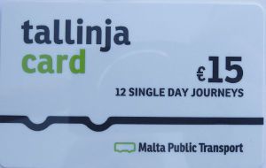 Malta Public Transport, Bus, öffentlicher Nahverkehr, Malta, tallinja card Fahrschein mit 12 Einzelfahrten