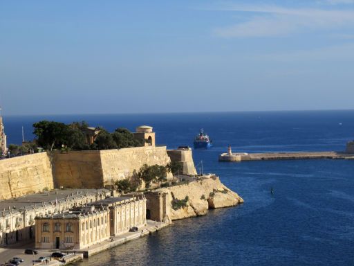 Saluting Battery, Valletta, Malta, Ausblick zur Hafeneinfahrt