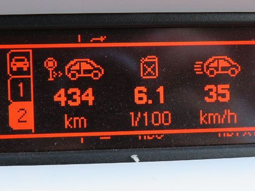 Citroën C3 PureTech 68 Selection, Bordcomputer Kilometer, Durchschnittsverbrauch und Durchschnittsgeschwindigkeit