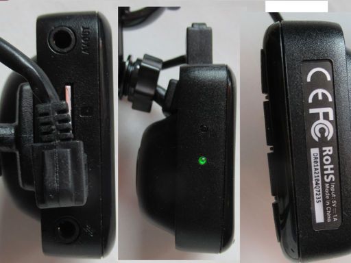 AUKEY DR01 Dashcam, Ansicht von oben, der Seite und von unten