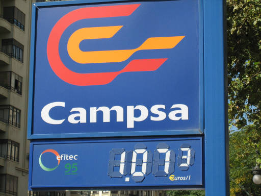 AurigaCrown, Valencia, Spanien, Campsa Tankstelle Valencia Superbenzin 1,07 Euro / Liter im Jahr 2007