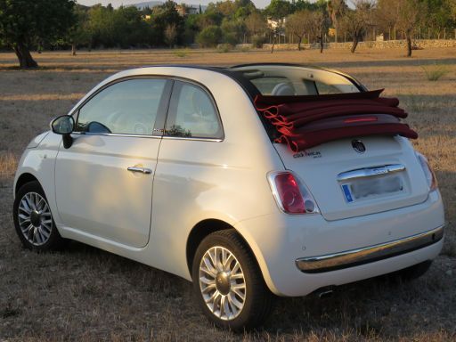 Click&Rent, rent a car, Spanien, Fiat 500 C mit vollständig geöffneten Verdeck