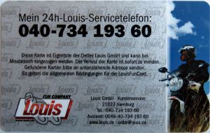 Detlev Louis Motorrad FunCard Silber, Kundenkarte Rückseite