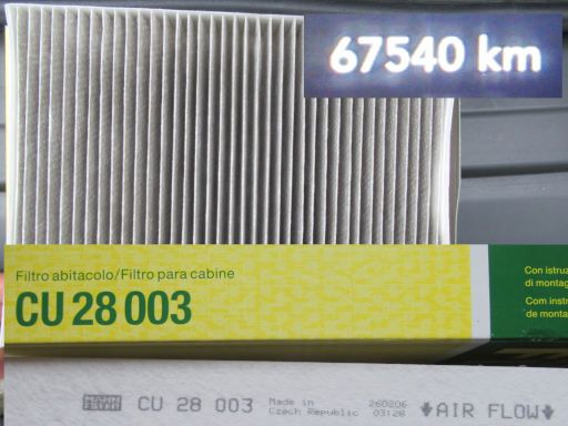 Dodge Challenger 3.6 V6 227 kW, MANN Filter CU 28 003 nach 30 675 km, neu Juni 2026 MANN Innenraumfilter