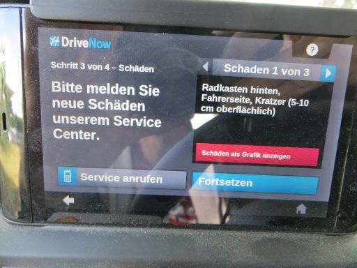 DriveNow, Vorschädenanzeige auf dem Display