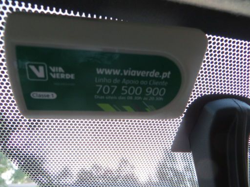 drive on holidays Portugal, Via Verde Mautsystem im Fahrzeug