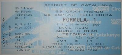 Europcar Gewinnspiel 2009 Formel 1 Ticket Grand Prix Barcelona, Spanien