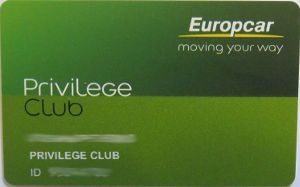 Europcar Privilege Club, Kundenkarte Vorderseite