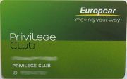 Europcar Privilege Club, Kundenkarte Vorderseite