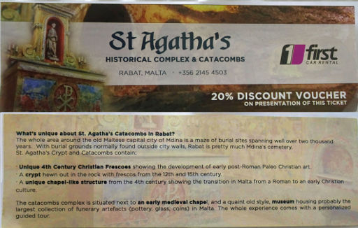 First Car Rental, Malta, St Agatha’s Katakomben in Rabat 20 % Rabatt