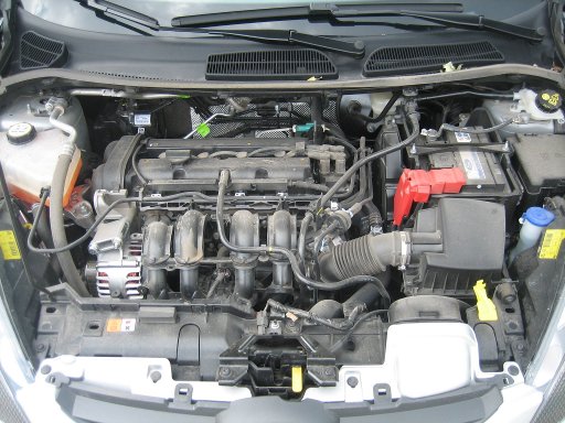 Ford Fiesta 1,25 l Duratec Benzinmotor, Modelljahr 2011, Motorraum