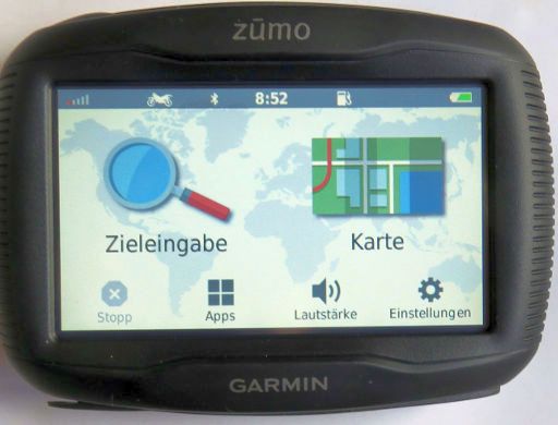 Garmin® zūmo® 345 LM Motorrad und Auto Navigation, Startbildschirm