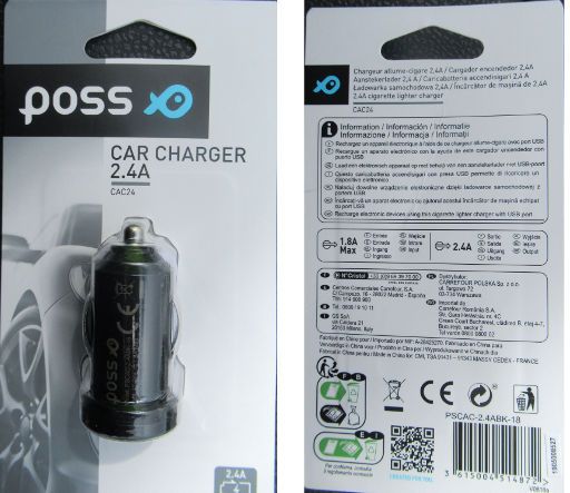 poss Car Charger 2.4 A Modell CAC24, USB Adapter