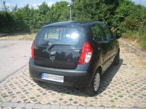 Hertz Mietwagen im Juli 2010 in München, Hyundai i10 1.1 Benziner, Heckansicht