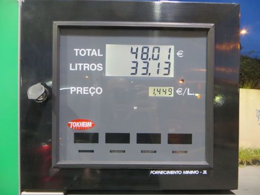 ECOBRENT Portugal, 33,13 Liter Super 95 Oktan je 1,449 Euro Gesamt 48,01 Euro im April 2015