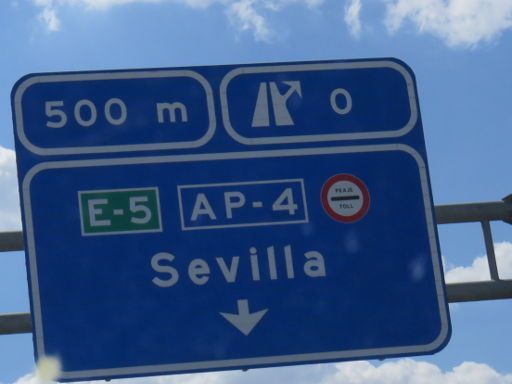 Straßenschild in der Nähe von Jerez de la Frontera AP-4 Peaje Toll