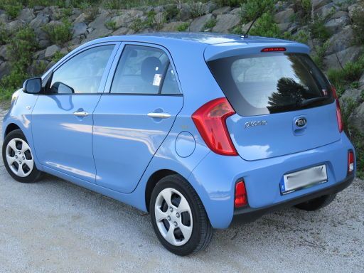 Kia Picanto TA 1.0 Modelljahr 2016, Ansicht von hinten / Seite