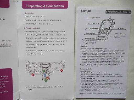 Launch CR 3001 OBD 2 Diagnosegerät, Bedienungsanleitung auf Deutsch