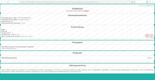 Launch CRP 129X V2.0 OBD 2 Diagnosegerät, Diagnosebericht Online Dodge Challenger