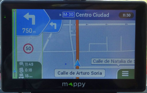 mappy ulti E538T GPS Auto Navigation, Bildschirm mit Navigationsangaben