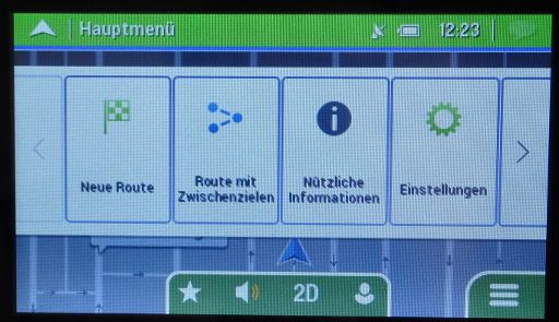 mappy ulti E538T GPS Auto Navigation, Bildschirm mit Hauptmenü
