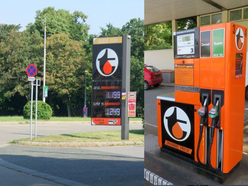 MEGADRIVE Autovermietung GmbH, Österreich, Turmöl Automaten Tankstelle in der Schlossallee 2, 1140 Wien im Juni 2018