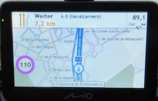 Mio™ Pilot 15 LM GPS Auto Navigation, falsche Höchstgeschwindigkeitsangabe in Madrid A-5