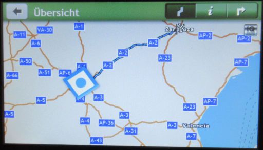 Mio™ Spirit 8670 LM Truck GPS LKW Navigation, Routenvorschau von Madrid nach Zaragoza