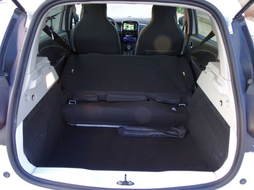 Renault ZOE, Kofferraum mit umgeklappter Rückenlehne und maximalen Stauraum