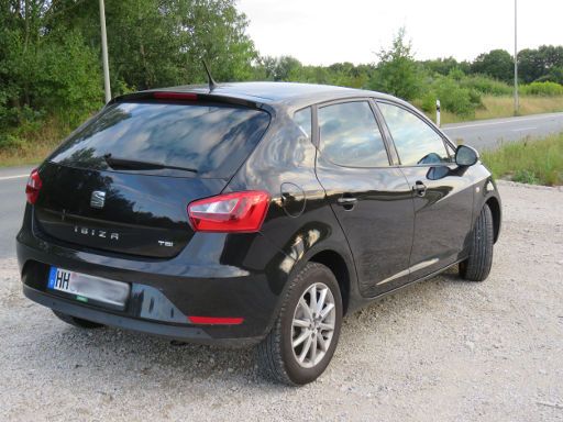 SEAT Ibiza, Typ 6J, 1.2 Liter Benziner, Ansicht von hinten / Seite