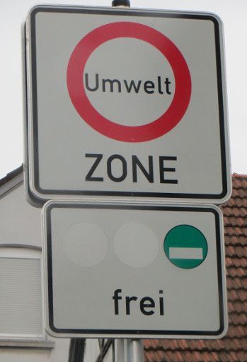 Umweltzone, Deutschland, Verkehrsschild Beginn Umweltzone im Ruhrgebiet 2014