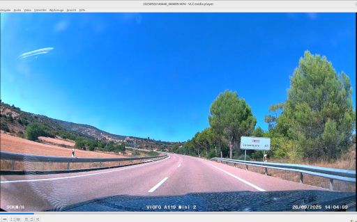 VIOFO A119 MINI 2 Dashcam, Bildschirmaufnahme einer Videoaufnahme