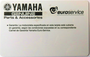 YAMAHA Euroservice, Spanien, Motorrad Garantiekarte Rückseite