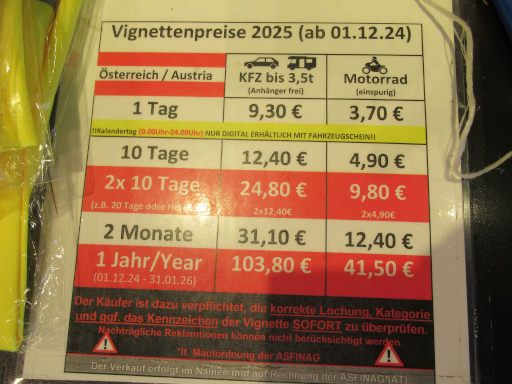ASFINAG PKW Maut Digitale Vignette, Preise für PKW und Motorrad