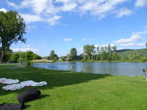 Klosterneuburg, Austria Swim Open 2019, Österreich, Wiese und Einstieg ins Wasser