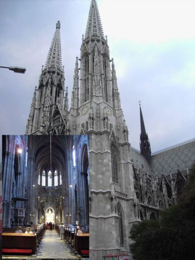 Wien, Österreich, Votivkirche Außenansicht und Innenansicht